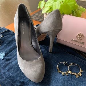 Via Spiga Grey Suede Heels Pump Shoes 8M 38